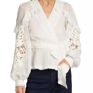 Farm Rio  Cotton Voile Wrap Blouse
